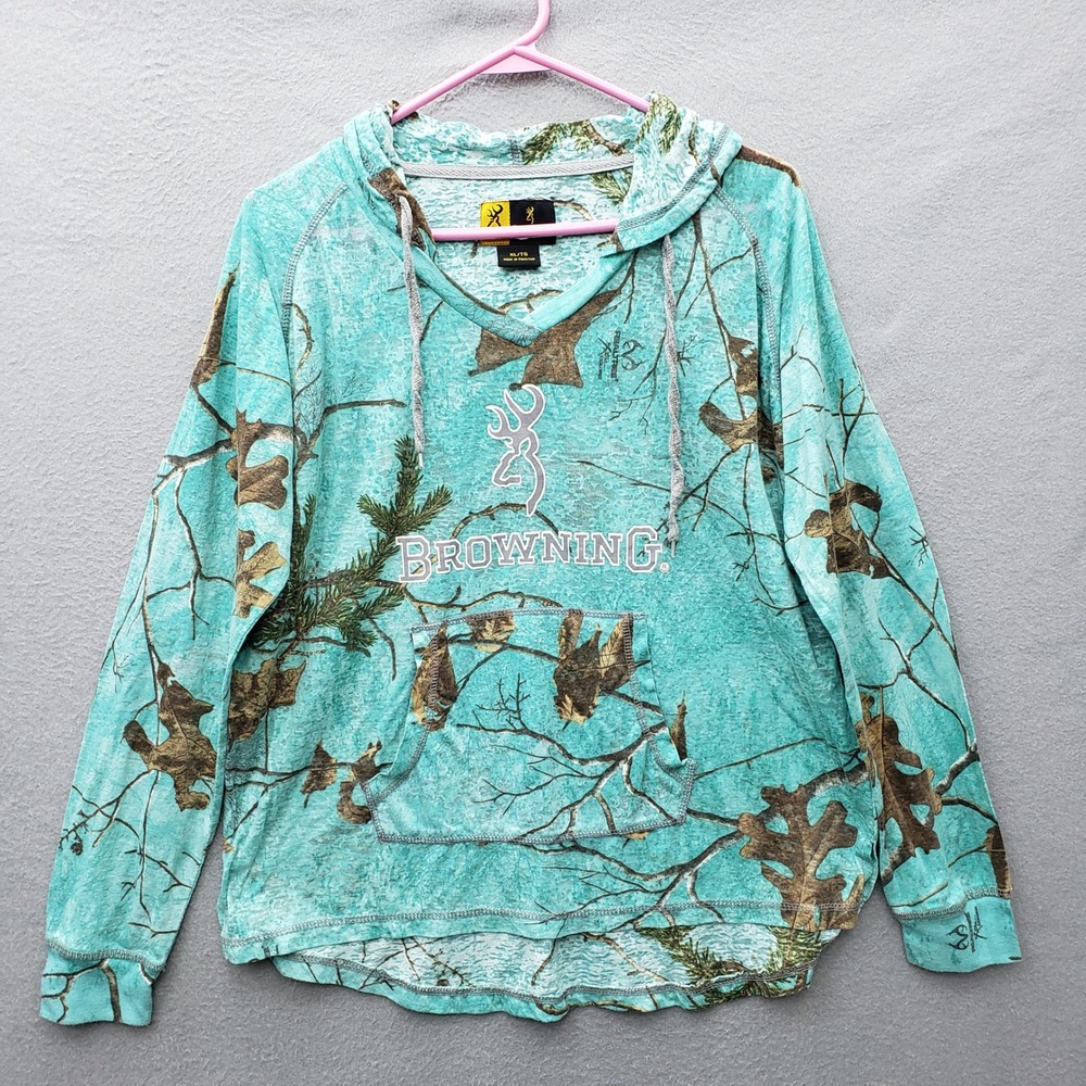 Browning Lightweight Camouflage Hoodie Sweatshirt Teal Blue Realtree Xtra Colors